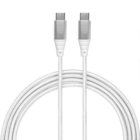 Cabo USB-C para USB-C Hard Cable em Poliéster Branco - iWill