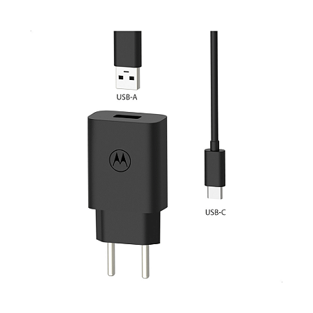 Carregador de Parede Original Motorola Turbo Power, 20W, Quick Charger 3.0, Bivolt Preto