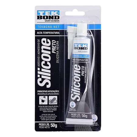 Silicone Alta Temperatura TekBond Preto Acético 50g