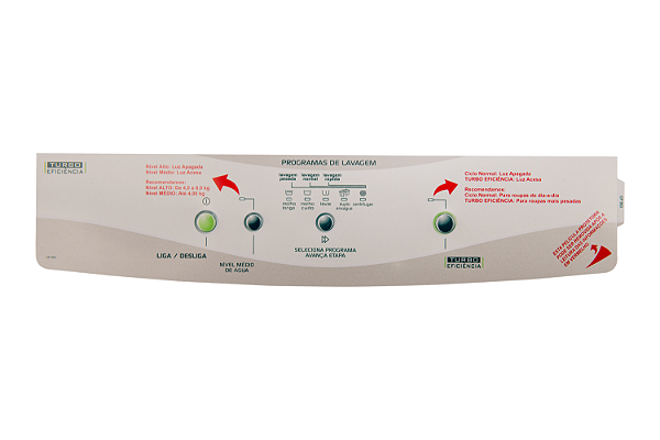 Painel Decorativo Lavadora Brastemp BWM08A turbo (Compatível)