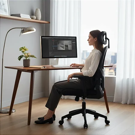 Cadeira Escritório Ergonômica Giratória Regulagem Altura