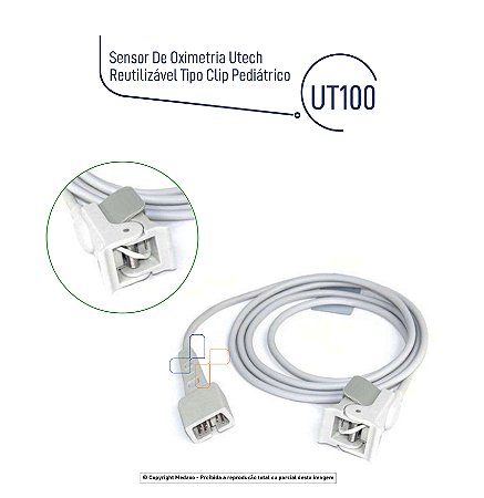 Sensor De Oximetria Utech Reutilizável Tipo Clip Pediátrico Do UT100 MD