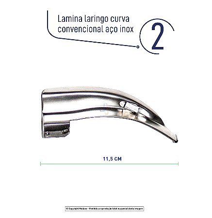 Lamina Laringo Curva Convencional Aço Inox 2