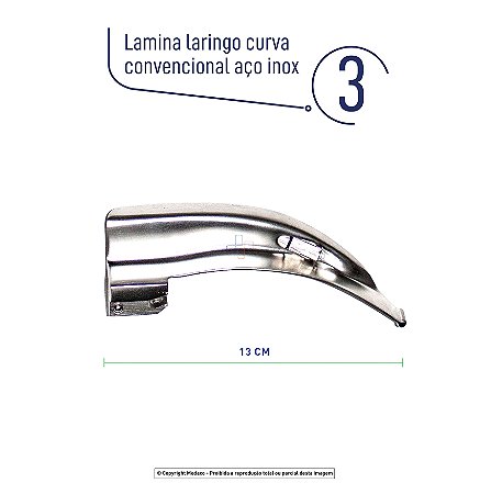 Lamina Laringo Curva Convencional Aço Inox 3