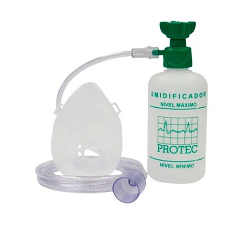 Kit Umidificador P/ Oxigênio - Frasco PVC 250 ml e Máscara Adulto