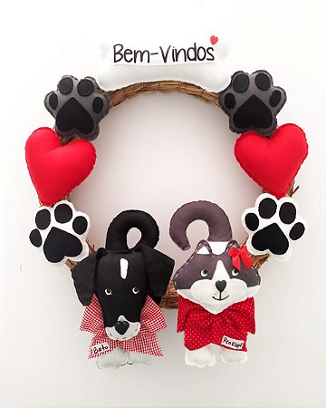 Guirlanda Clássica Boas-vindas com 2 Pets