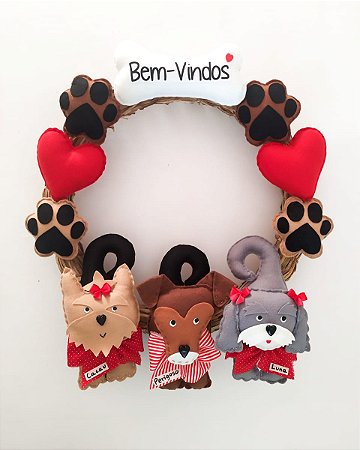 Guirlanda Clássica Boas-vindas com 3 Pets