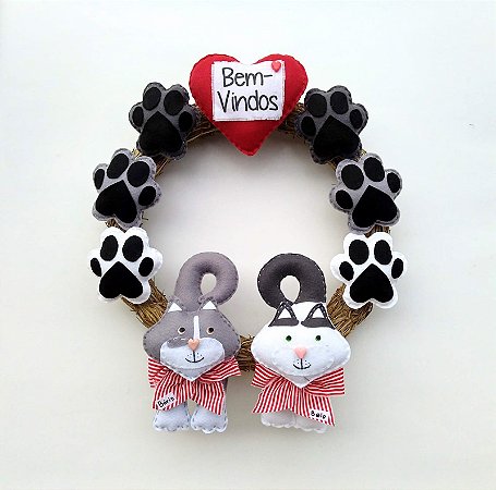 Guirlanda Patinhas Boas-vindas com 2 Pets