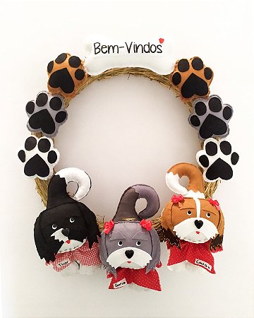 Guirlanda Patinhas Boas-vindas com 3 Pets