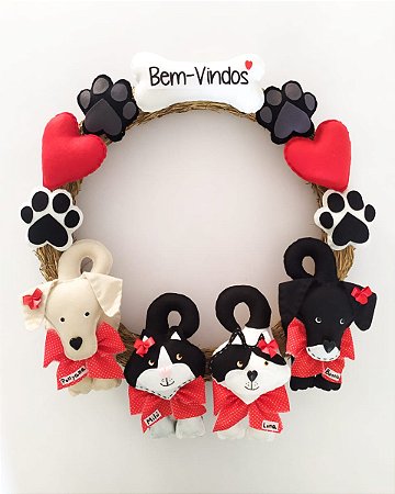 Guirlanda Clássica Boas-vindas com 4 Pets