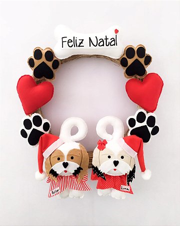 Guirlanda Clássica Natalina com 2 Pets