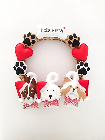Guirlanda Clássica Natalina com 3 Pets