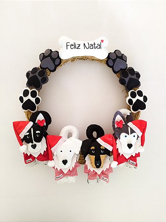 Guirlanda Patinhas Natalina com 4 Pets