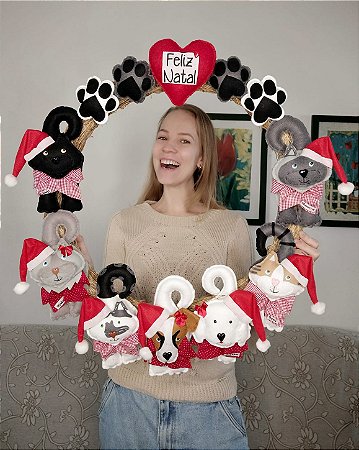 Guirlanda Patinhas Natalina com 7 Pets