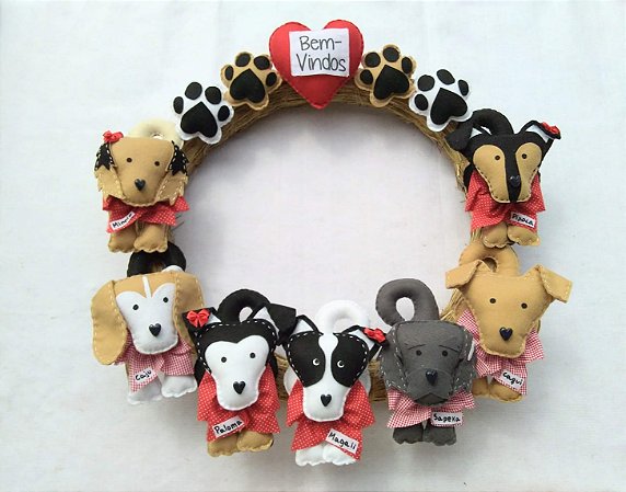 Guirlanda Patinhas Boas-vindas com 7 Pets