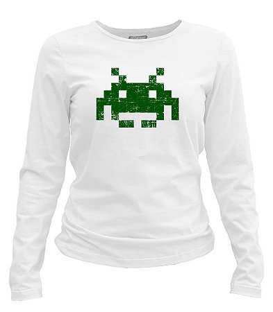 Camiseta manga longa feminina Space Invaders
