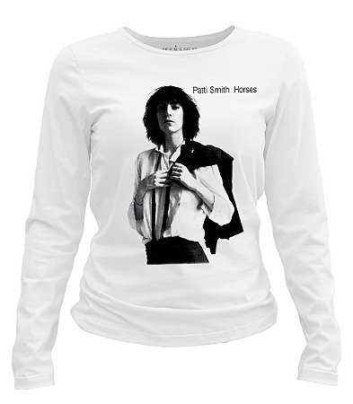 Camiseta manga longa feminina - Patti Smith - Horses.