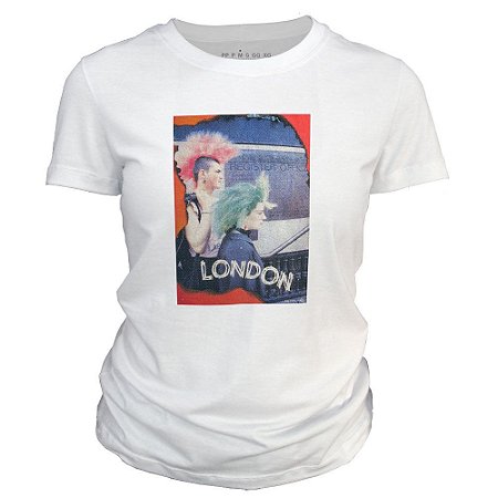 Camiseta feminina - Postal Londres Anos 80.