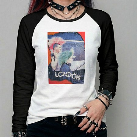 Camiseta manga longa feminina - Postal Londres Anos 80.