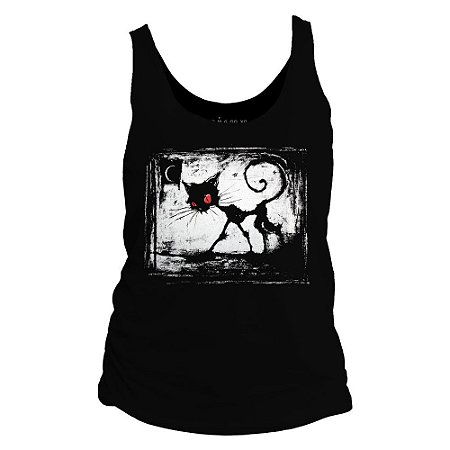 Camiseta regata feminina - Gato Dark.