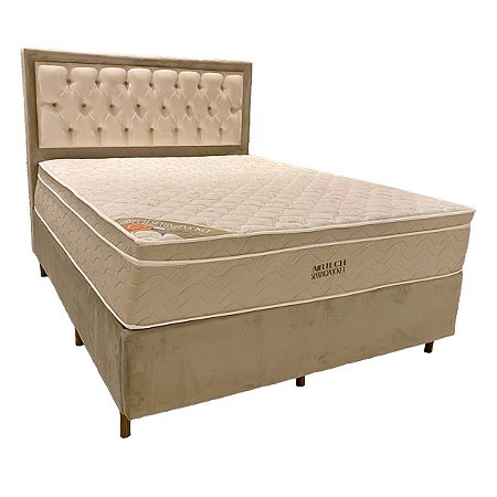 Conj. Box Ortobom Molas Pocket Fort Airtech Spring + Cabeceira
