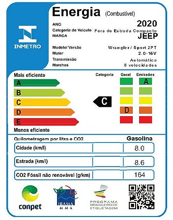 1352334449 - WRANGLER SPORT 2PT 2.0 GAS.AT8 - 2020