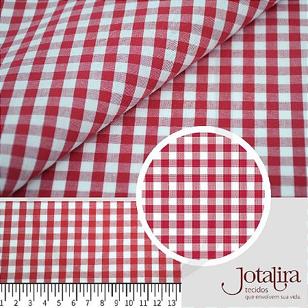 Tecido Tricoline Xadrez 8XM Vermelho Fio Tinto 100% Algodão