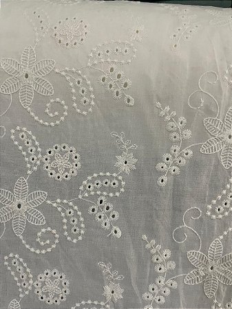 Tecido Laise 100% Algodão Cor Branca 1,30 mt de Largura