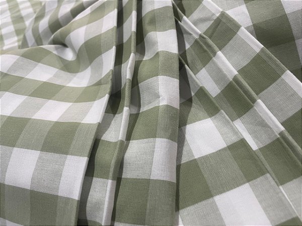 Tecido Tricoline Cataguases Xadrez 30XM Verde Oliva Fio Tinto  100% Algodão
