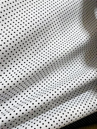 Tecido Tricoline Branca com Poás Pretos 100% Algodão