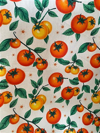 Tecido Tricoline Estampa de Tomates 100% Algodão