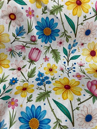 Tricoline Estampa de Flores de Primavera 100% Algodão
