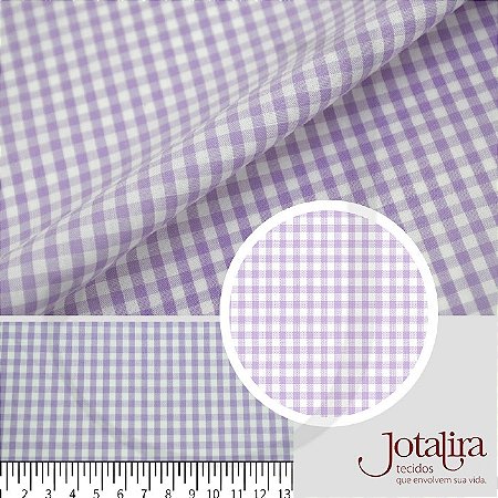 Tecido Tricoline Xadrez 8XM Lilás Fio Tinto 100% Algodão