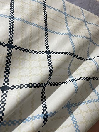 Tecido Percal 200 Fios Estampa Xadrez sobre Branco 100% Algodão 2,50 m de Largura