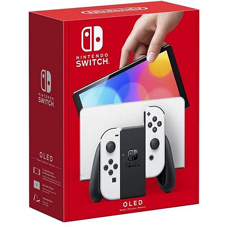 Console Nintendo Switch OLED Branco e Cartão de Memória Até 5 Jogos