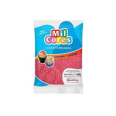Confeito Miçanga Rosa Nº 0 Mil Cores - 500gr