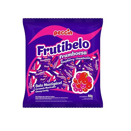 Bala Mastigável Peccin Frutibelo Framboesa - 100gr
