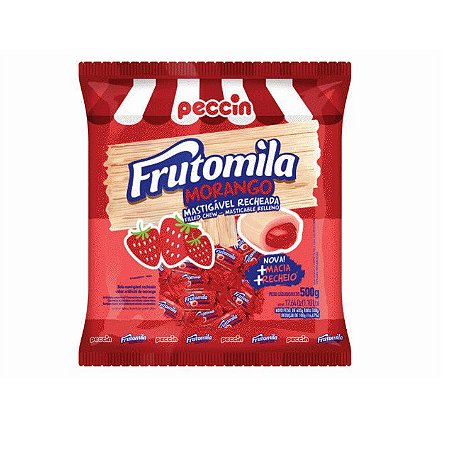 Bala Mastigável Peccin Frutomila Morango - 500gr