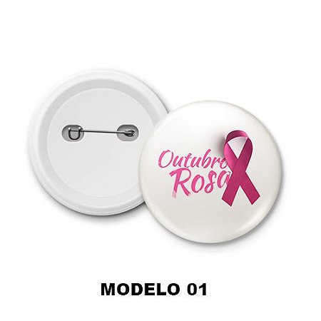 Boton de Campanha Outubro Rosa - 15 Unidades