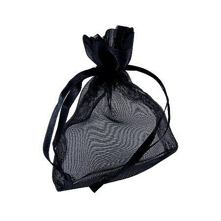 Saquinho de Organza 9x12 cm Preto- 50 unidades