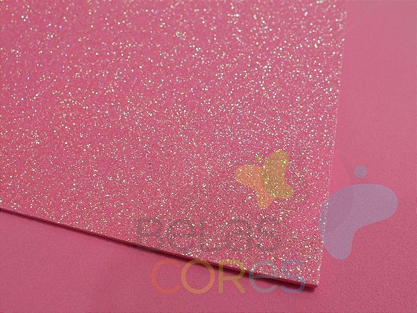 Folha de EVA 40x60cm - Glitter Neon Rosa - 5 unidades