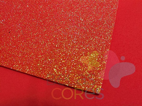 Folha de EVA 40x60cm - Glitter Neon Vermelho - 5 unidades
