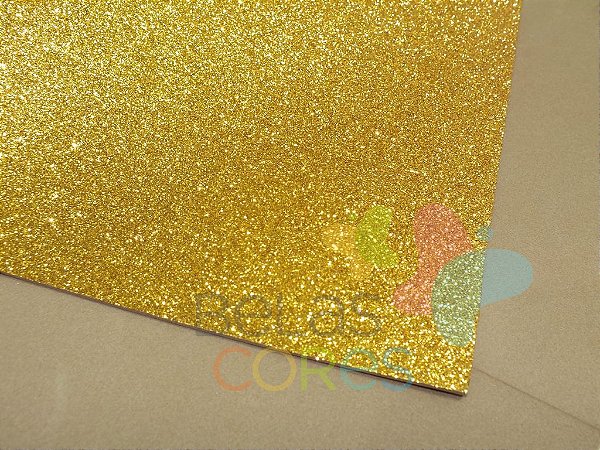 Folha de EVA 40x60cm - Glitter Ouro - 5 unidades