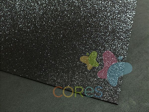 Folha de EVA 40x60cm - Glitter Preto - 5 unidades