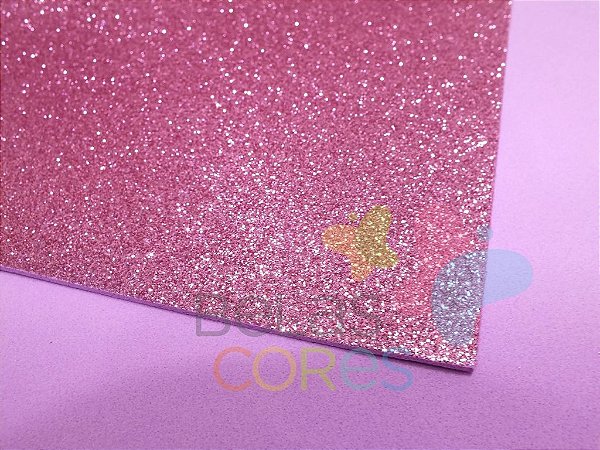 Folha de EVA 40x60cm - Glitter Rosa Claro - 5 unidades