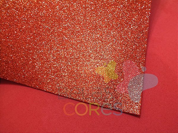 Folha de EVA 40x60cm - Glitter Vermelho - 5 unidades