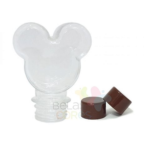 Baleiro/Tubete Mickey 90ml Tampa Marrom - 10 unidades