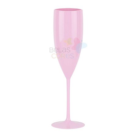 Taça Chandon Acrílica Cor Sólida Rosa - Kit C/ 05 Unidades