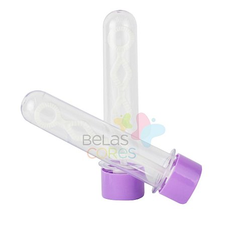 Tubete Bolha de Sabão 12 cm Tampa Lilás - 10 unidades