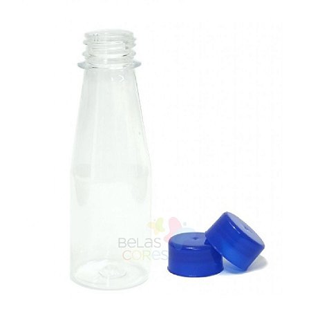 Garrafinha Cajuzinho - Suco PET 100 ml Tampa Azul Royal - 10 unidades